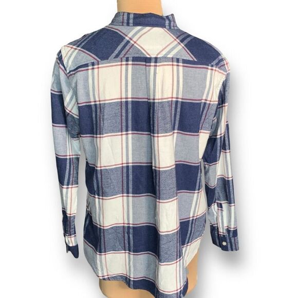 Weatherproof Vintage Plaid Flannel Comfort Stretch Navy Button-Down Shirt XL - Picture 6 of 13